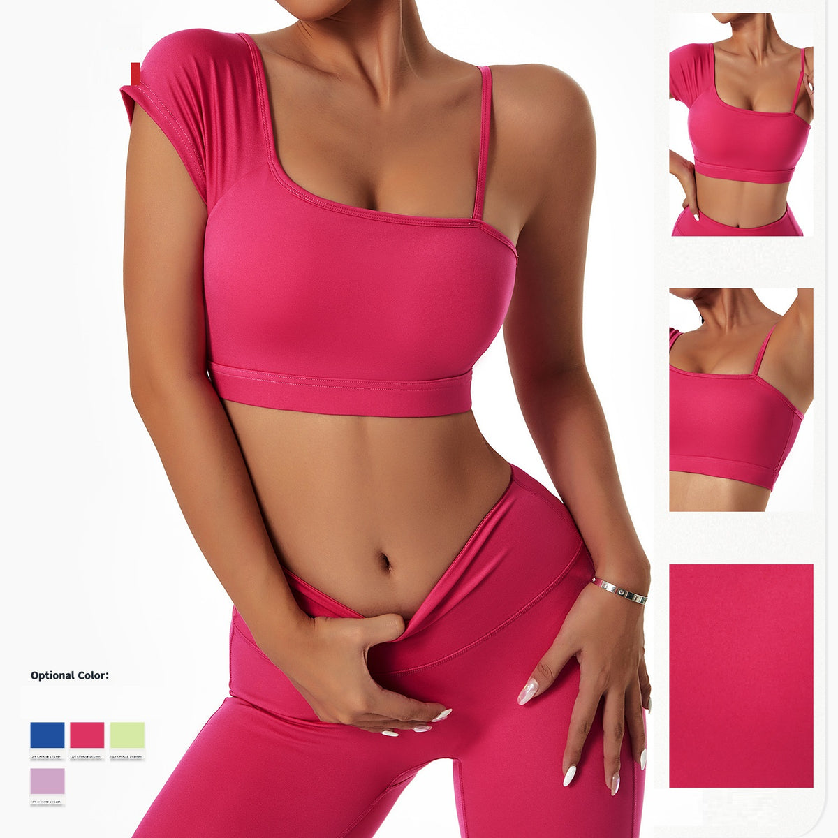 ヨガスーツ レディース ランニング＆サイクリング用 オフショルダー スポーツブラ＆レギンス セット 速乾